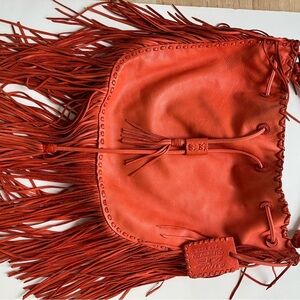 Vintage Rare Lauren by Ralph Lauren Orange Fringed bag suede leather